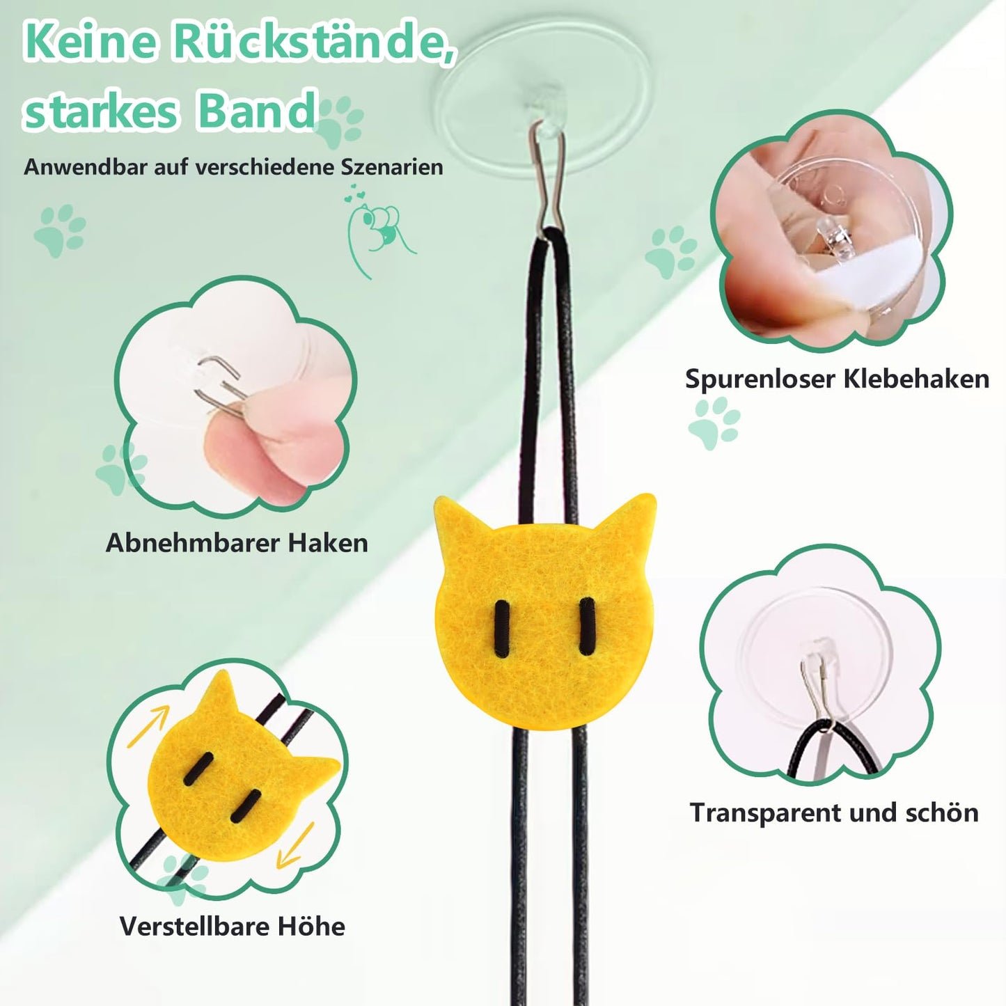 FYNIGO 2 Stück Katzenspielzeug Selbstbeschäftigung Hängende Türrahmen Elastische Maus mit Quietschgeräusch, Keine Batterien erforderlich
