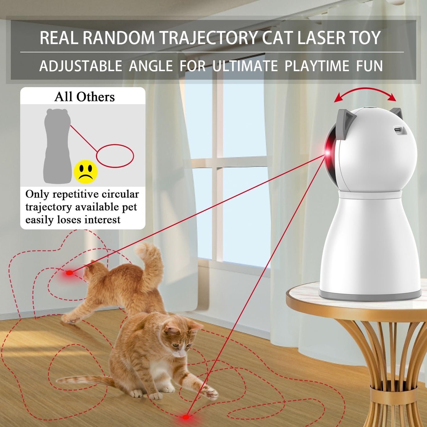 Petiepaw Katzenspielzeug, Mit Echter Zufälliger Trajektorie, Bewegungsaktiviertes Wiederaufladbares Automatisches Katzen Laser Spielzeug, Interaktives Katzenspielzeug für Katzen/Kätzchen/Hunde