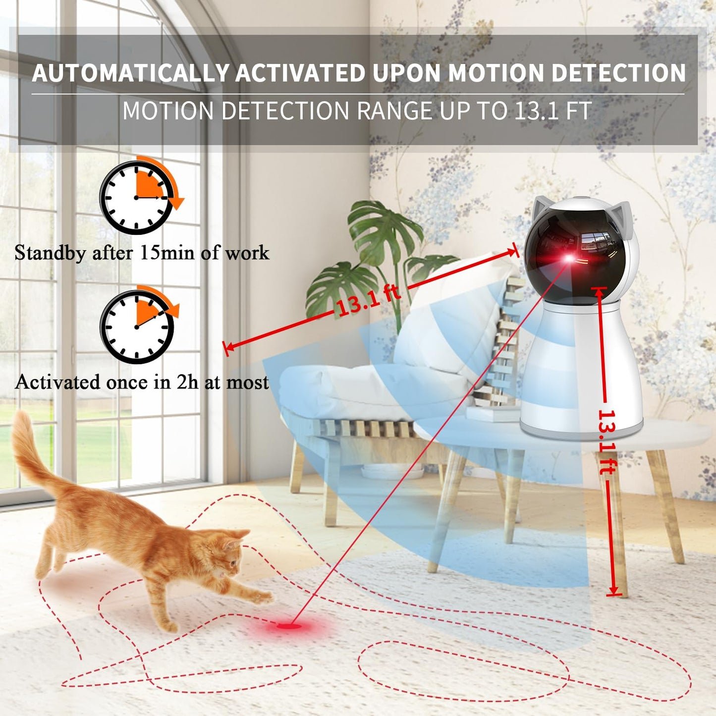 Petiepaw Katzenspielzeug, Mit Echter Zufälliger Trajektorie, Bewegungsaktiviertes Wiederaufladbares Automatisches Katzen Laser Spielzeug, Interaktives Katzenspielzeug für Katzen/Kätzchen/Hunde